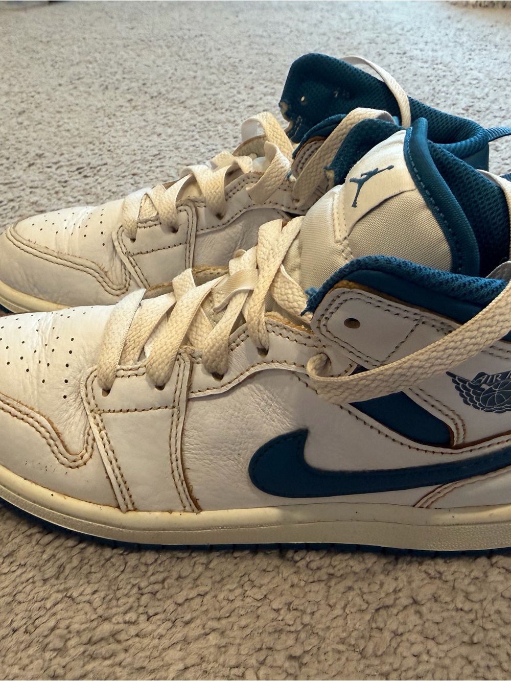 Jordan Kids White and Teal High-Top Sneakers